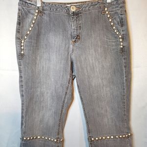 Mixit Women's Cropped Capri Jeans Black Wash Color Size 12